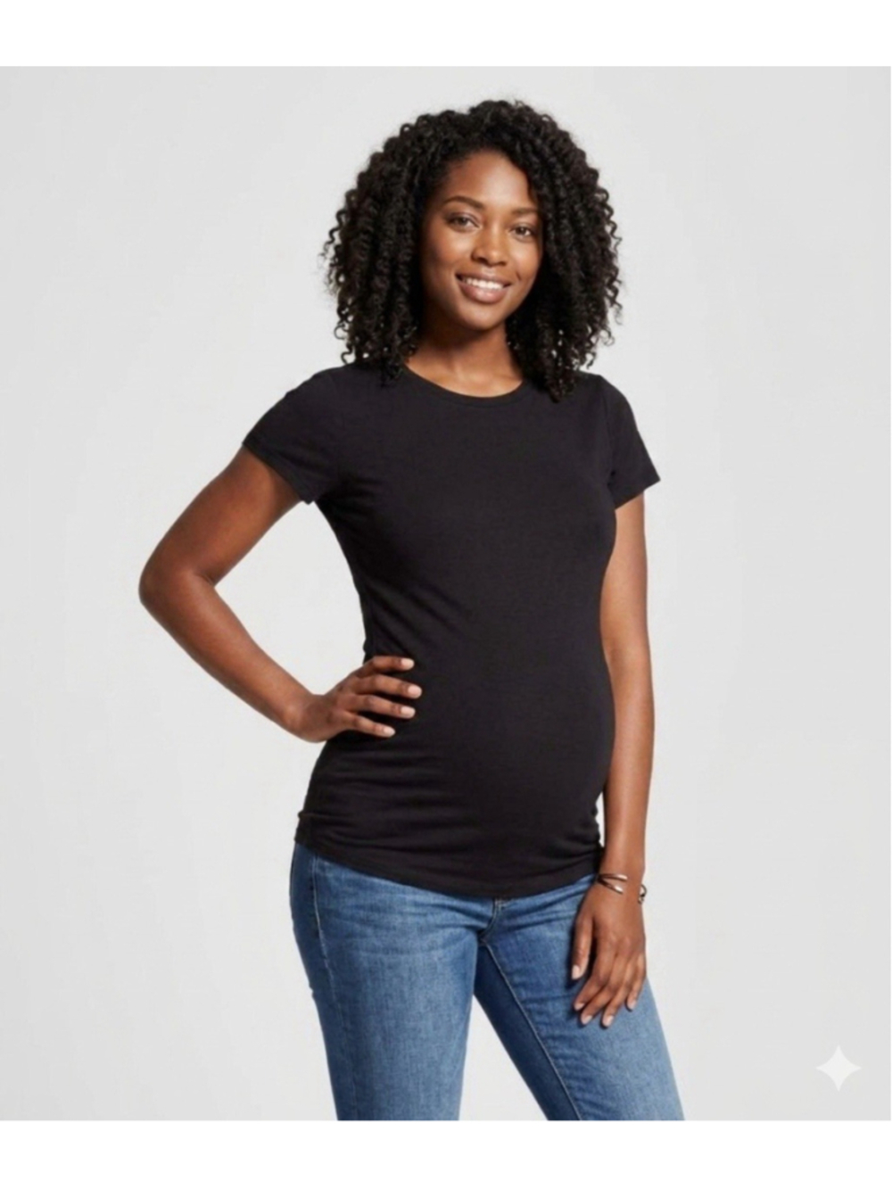 2Pk NEW Maternity Ingrid & Isabel Black Crew Neck T-Shirt Size Small Non-Ruched - Picture 5 of 6